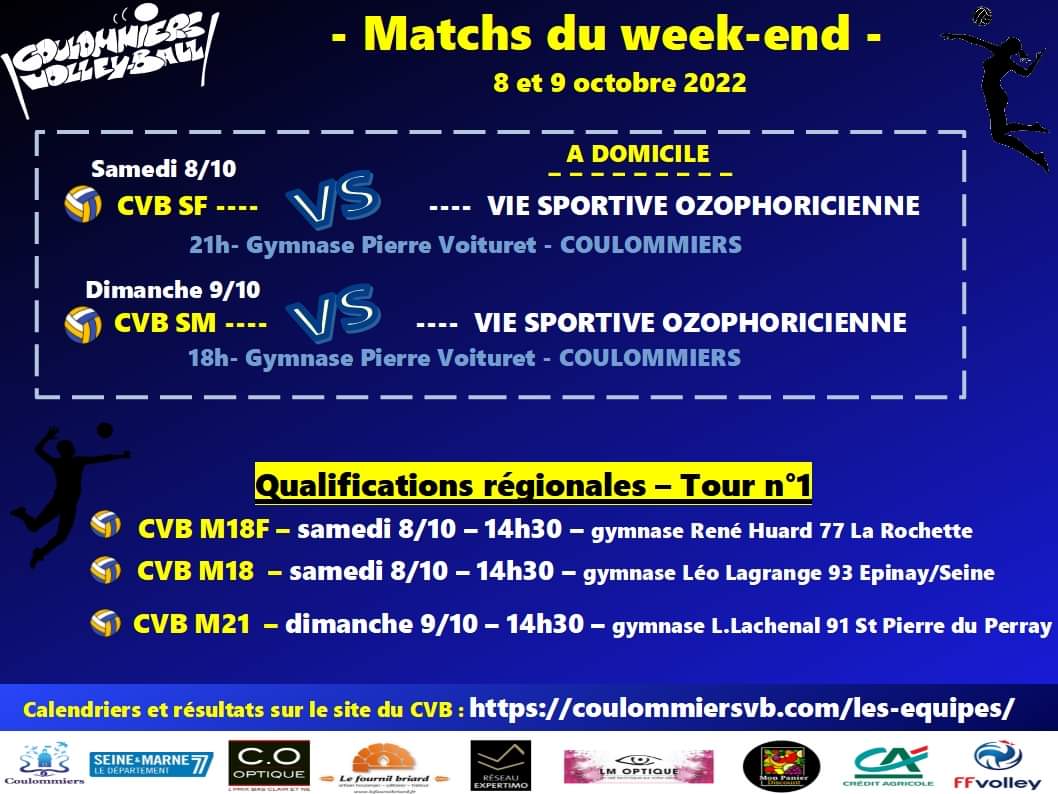 Matchs week-end du 8/9 octobre