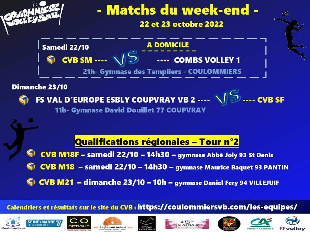 Matchs week-end du 22/23 octobre 2022