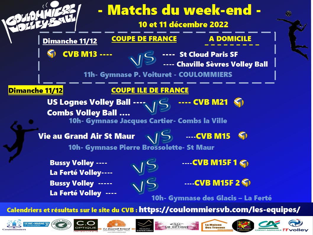 Matchs week-end du 10/11 décembre 2022