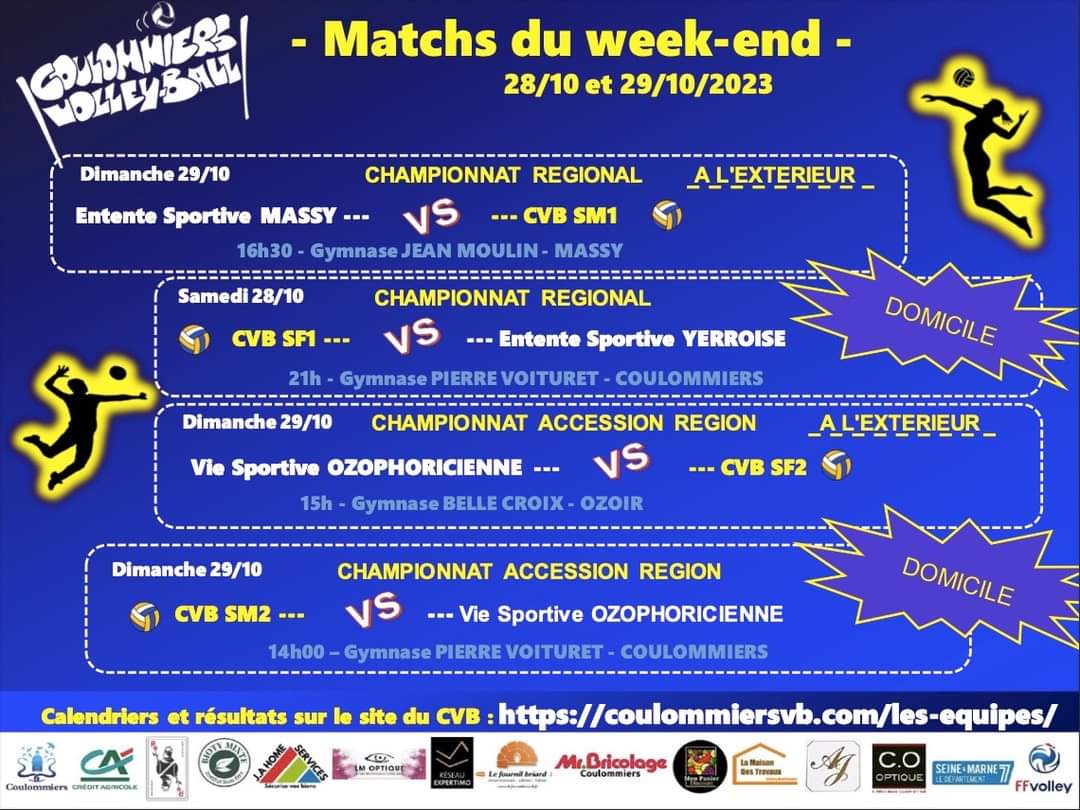 Matchs week-end du 28/29 octobre 2023