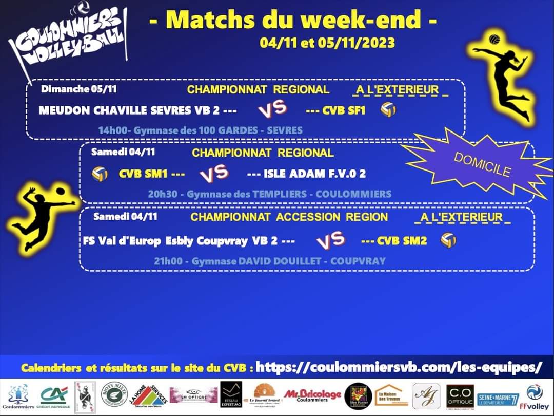 Matchs week-end du 4/5 novembre 2023