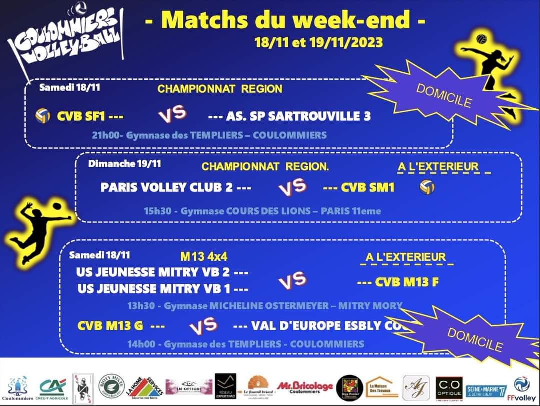 Matchs week-end du 18/19 novembre 2023